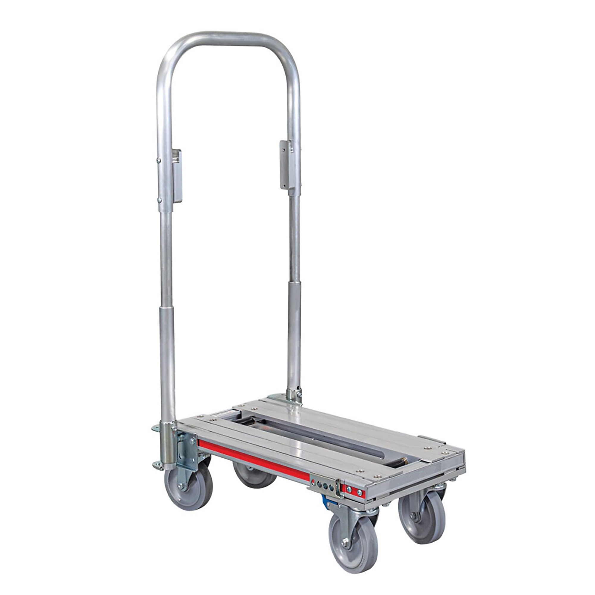 SNAP-LOC E-Track Single Wood Dolly Strap Tie-Down Anchor Kit with 2-Inch x 16-Foot Ratchet 4,400 lb E-Track Aluminum Hand Truck 5x1.25 Solid Rubber Casters Loop-Handle Convertible Deck Adjustable 500-pounds, Model# SLV